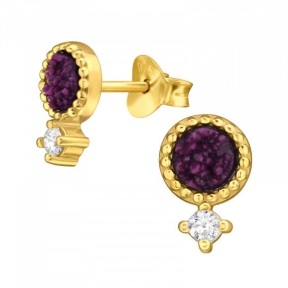 14k Gold Vermeil Purpurite Earrings - Picture 1 of 12